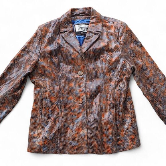 Pelle Studio Vintage Wilsons Leather Multicolor Snake Skin Blazer Women's L - Picture 6 of 7